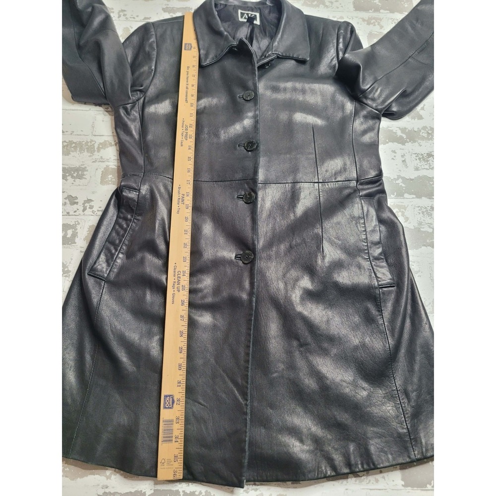 AK Anne Klein Women's Lambskin Black Leather Jacket Long Large Ultra-Soft - Picture 4 of 7